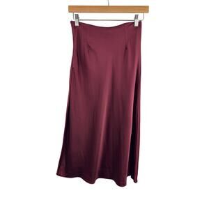 Women’s Nasty Gal Size 4 Burgundy Satin Midi Skirt